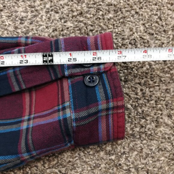 LL Bean Shirt Jacket Flannel Fleece Lined Purple Blue Plaid Mens Large Tall LT - Picture 7 of 8
